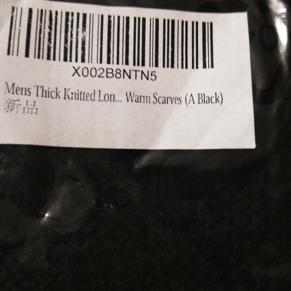 Mens thick knitted black scarf - Picture 5 of 5